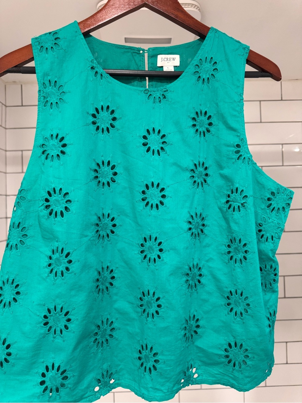 NWT J. Crew Turquoise Eyelet Linen-Blend Sleeveless Tank